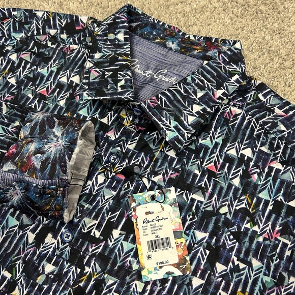 Robert Graham Shirt Mens 3XL Classic Fit Bates Geometric Flip Cuff New with Tags